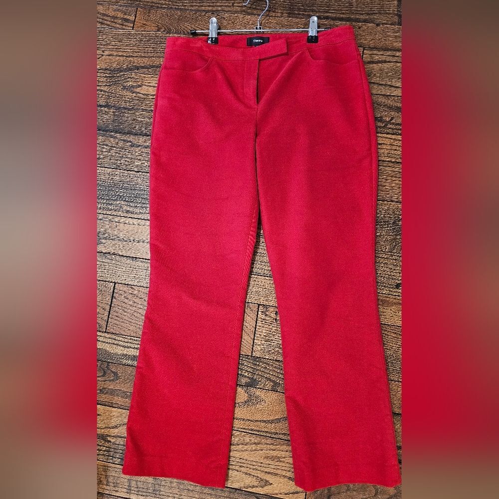 THEORY Crimson Red Cropped Moleskin Twill Pant Size 6